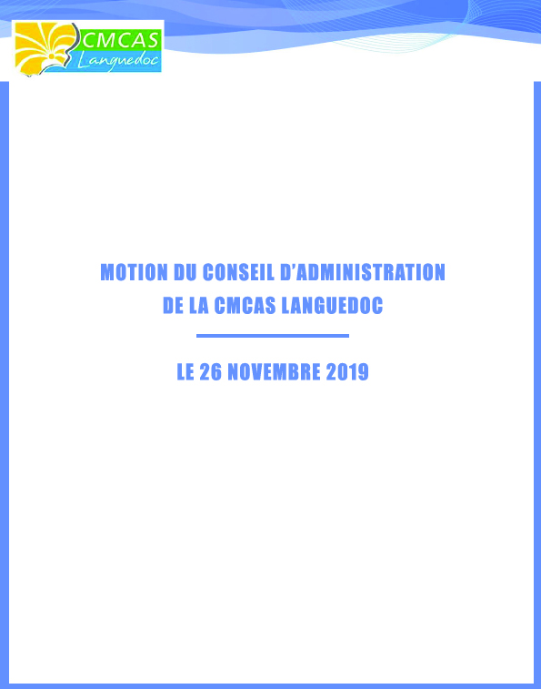 Motion du Conseil d'Administration du 26 novembre 2019