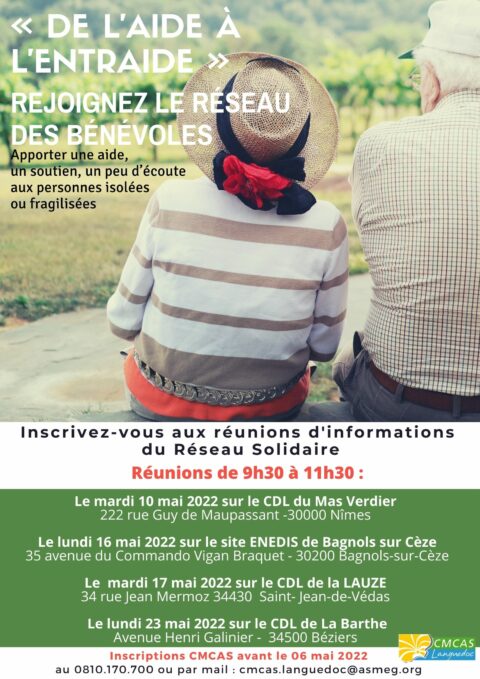 Réunion Réseau Solidaire : « de l’Aide à l’Entraide » rejoignez le réseau des bénévoles !
